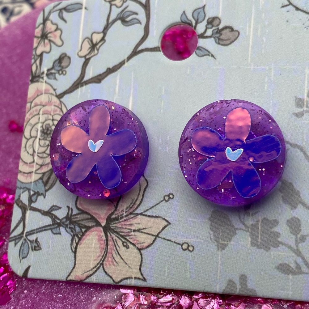 3 for $12 - Handmade Resin Floral Earrings